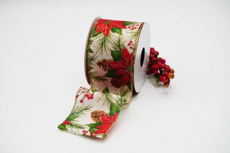 Exquisite Poinsettia Wired Ribbon_KF6349G-2-4_natural